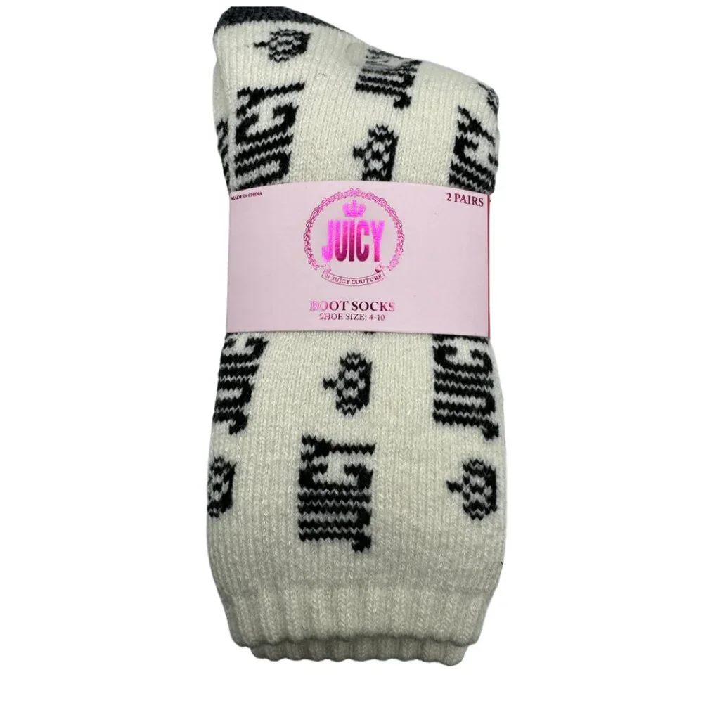 Juicy Boot Socks 2 Pairs Black Size: 9-11